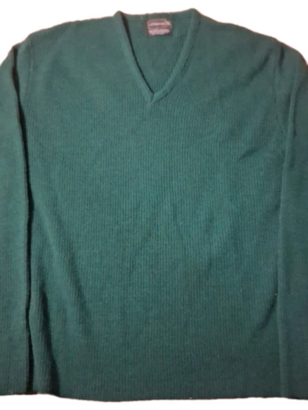 Vintage 80s JCPenney Green Knit V-Neck Sweater XL Grandpacore
